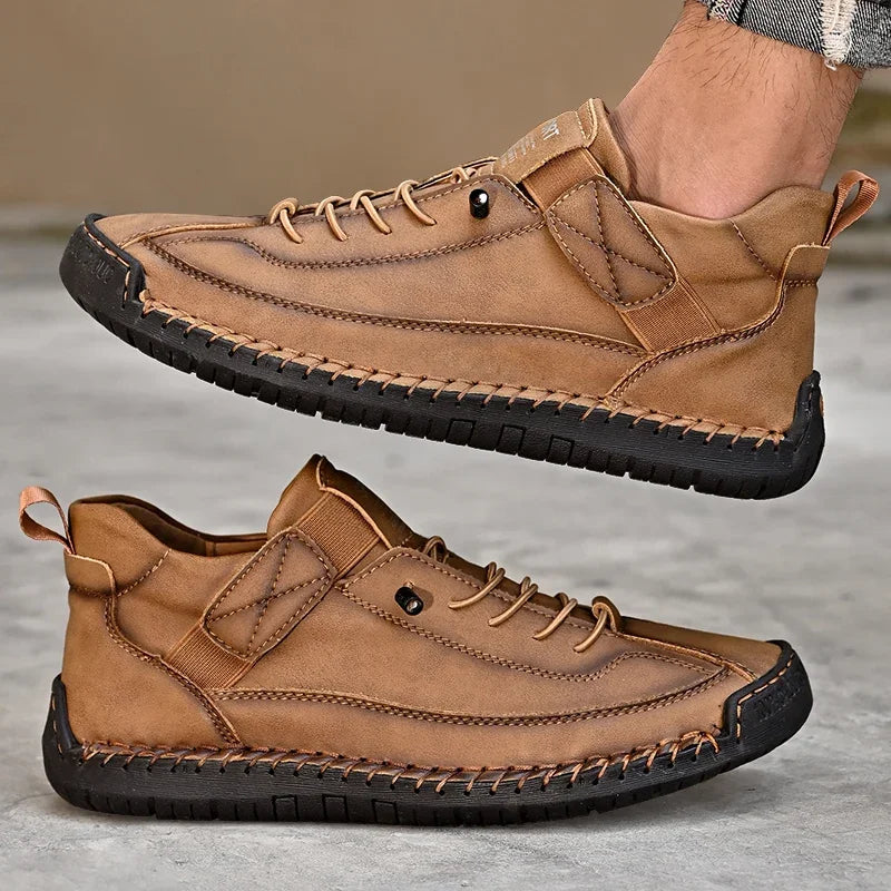Scarpe In Pelle Cucite A Mano Uomo Scarpe Casual Da Passeggio Antiscivolo Leggere Esterno Taglia 47 48 Mocassini Slip On