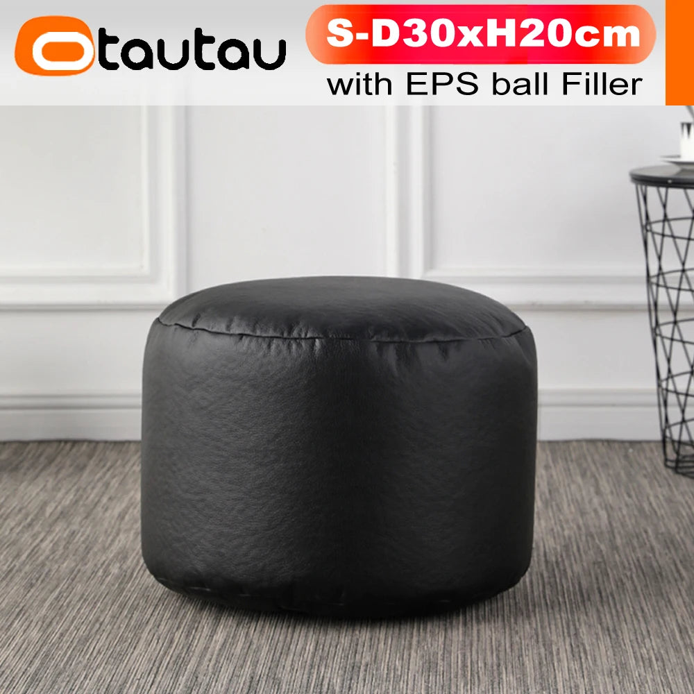 Otautau Beanbag Poggiapiedi Rotondo In Ecopelle Con Sedile Soffio D30xH20cm Sgabello Pouf Per Pavimento