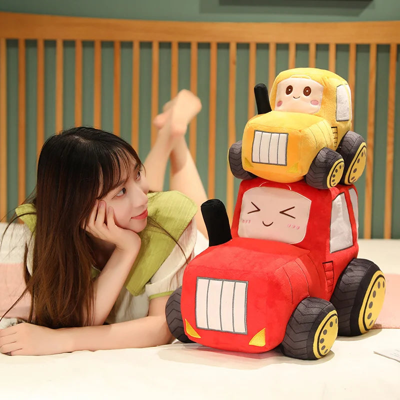 Simulazione Trattore Escavatore Giocattoli Di Peluche Per Auto Kawaii Morbido Cuscino Veicoli Regalo Natale Bambini