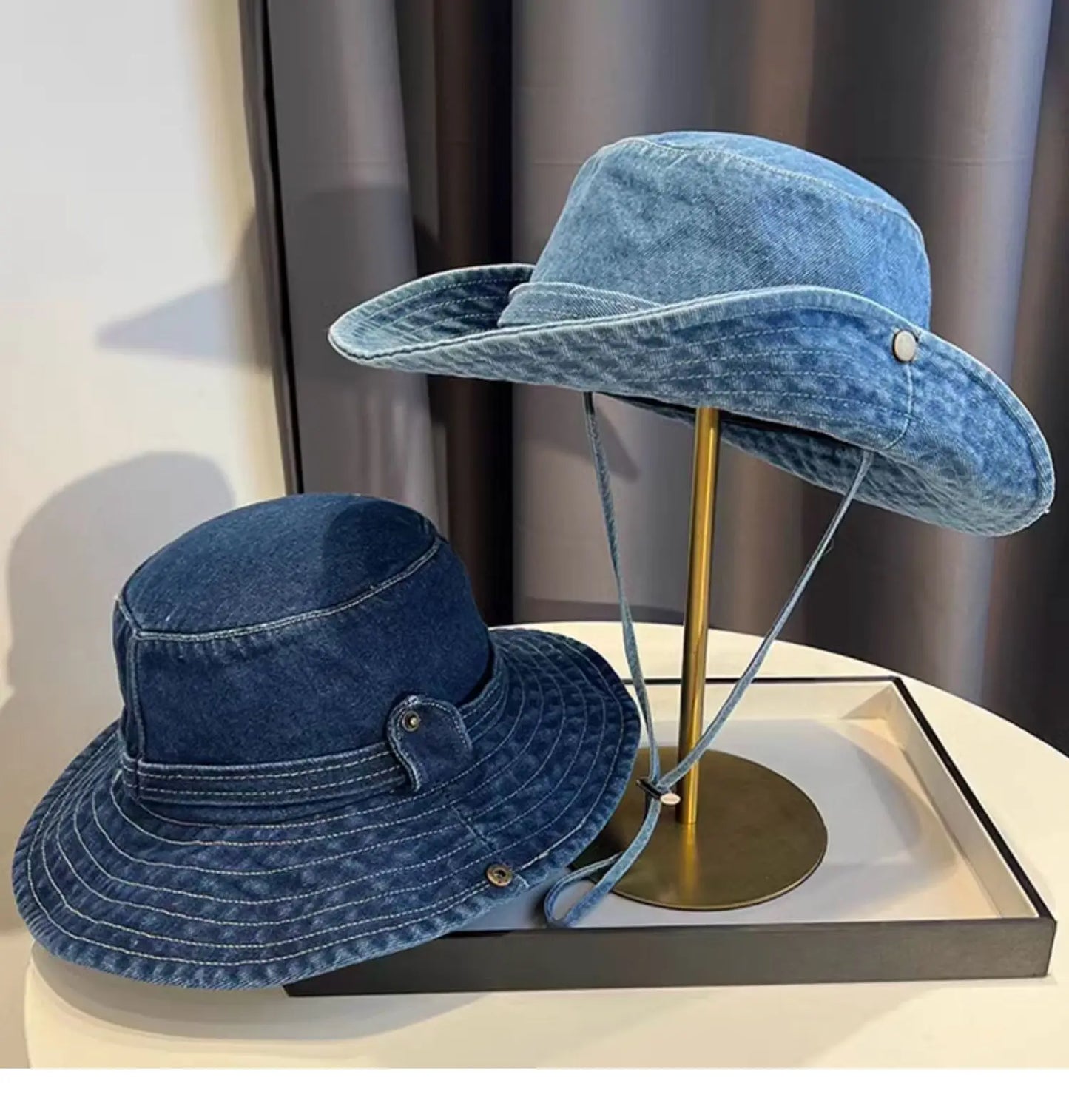 Cappello Pescatore Denim Lavato Vintage Unisex Estivo Protezione UV Per Donna E Uomo Campeggio Western Cowboy