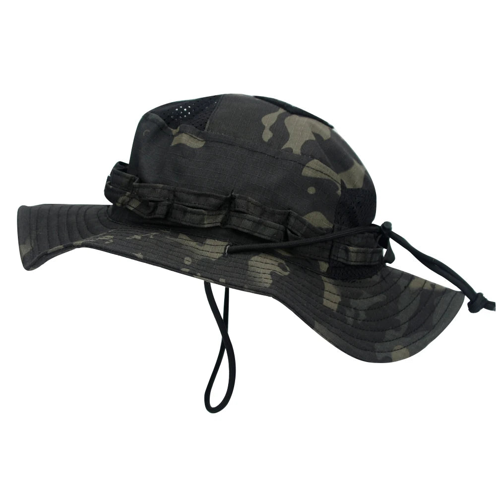 Cappello Boonie Camouflage Protezione Solare Traspirante Antivento Uomo Per Escursionismo Pesca Caccia