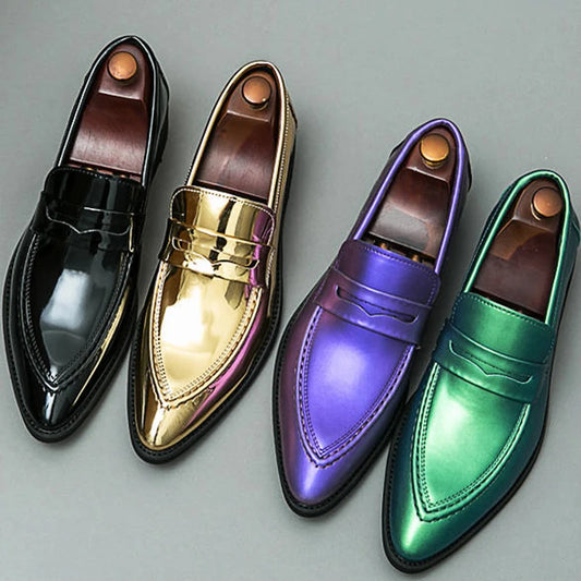 Scarpe Da Uomo In Pelle Oxford Verdi E Viola Scarpe Da Lavoro Classiche Mocassini Casual Eleganti