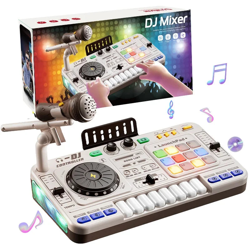 Simulazione per Bambini Mixer DJ Controller Giocattolo Tastiera Elettronica Apprendimento Regalo