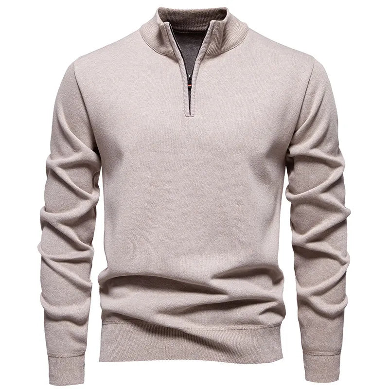 Maglione Uomo Pile Spesso Autunno Inverno Slim Fit Con Mezza Cerniera Collo A O Solido Versatile Nuovo