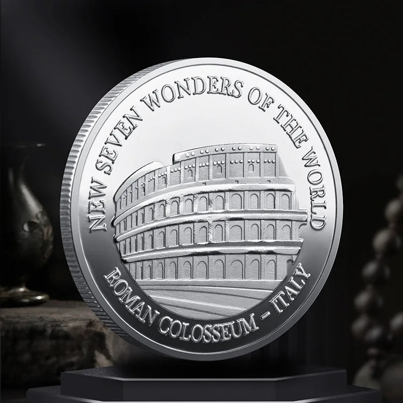Set Di 7 Monete Placcate Oro E Argento Sette Meraviglie Del Mondo Collezione Commemorativa Viaggi