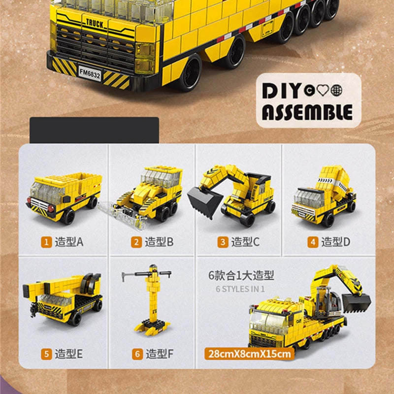 Macchine Da Scavo 6In1 Set Costruzione Veicoli Ingegneria Per Bambini Appassionati Robusti