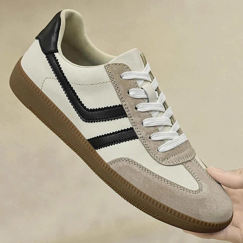 Scarpe Vulcanizzate Uomo Collezione Primaverile Scarpe Stringate Casual da Esterno Pelle Classiche da Passeggio Skate