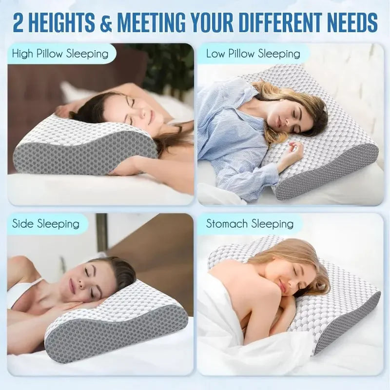 Cuscino Cervicale In Memory Foam Per Sollievo Dolore Collo Spalle Adatto A Dormire Su Laterale Retro E Addome