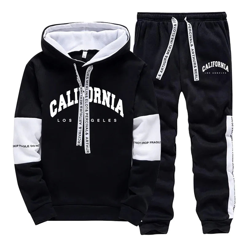 Tuta Sportiva Uomo Con Felpa E Pantaloni Con Cappuccio Stampa Di Qualità Primavera Casual Abbigliamento All Aperto