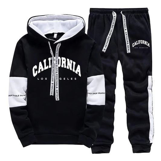 Tuta Sportiva Uomo Con Felpa E Pantaloni Con Cappuccio Stampa Di Qualità Primavera Casual Abbigliamento All Aperto
