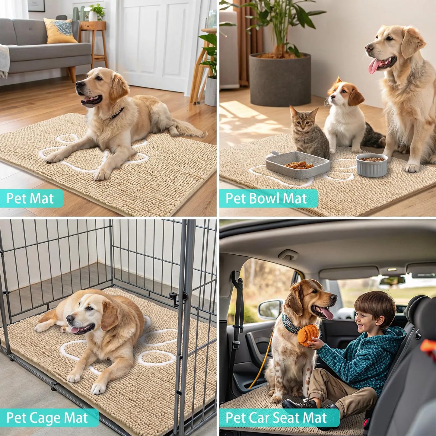 Zerbino Ciniglia Ultra Assorbente Design Zampe Lavabili Antiscivolo Asciugatura Rapida Porta Cane Fangosi