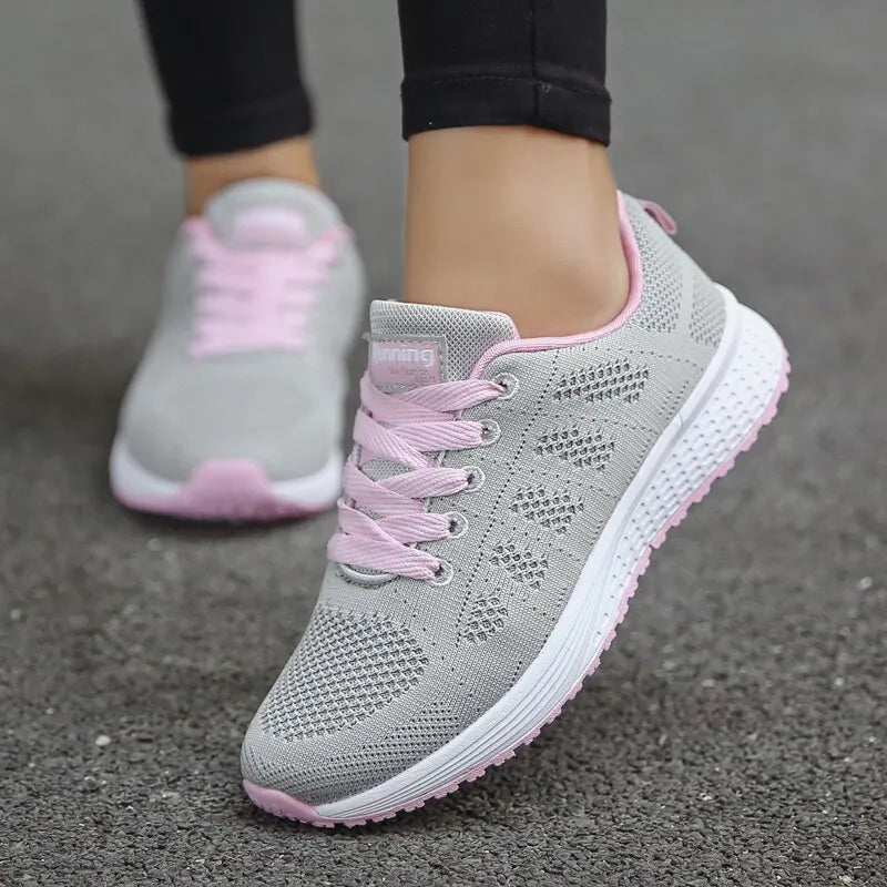 Scarpe Casual Traspiranti Da Donna Walking Mesh In Nylon Tessuto Calzature Femminili Leggere