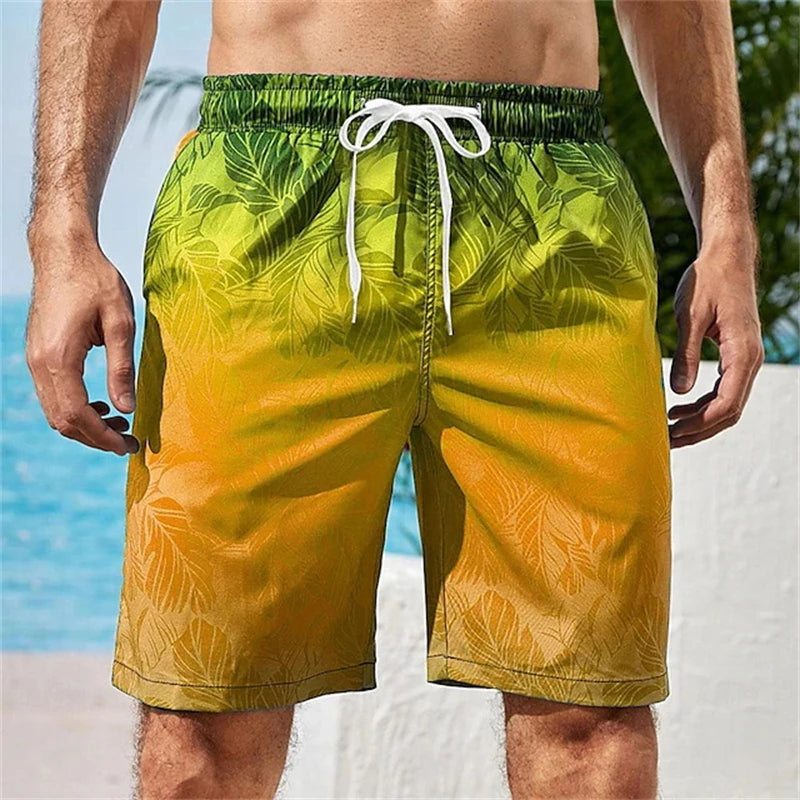 Pantaloncini Da Surf Oversize Per Uomo Con Stampa 3D Di Piante Tropicali E Coulisse Costumi Da Bagno Spiaggia