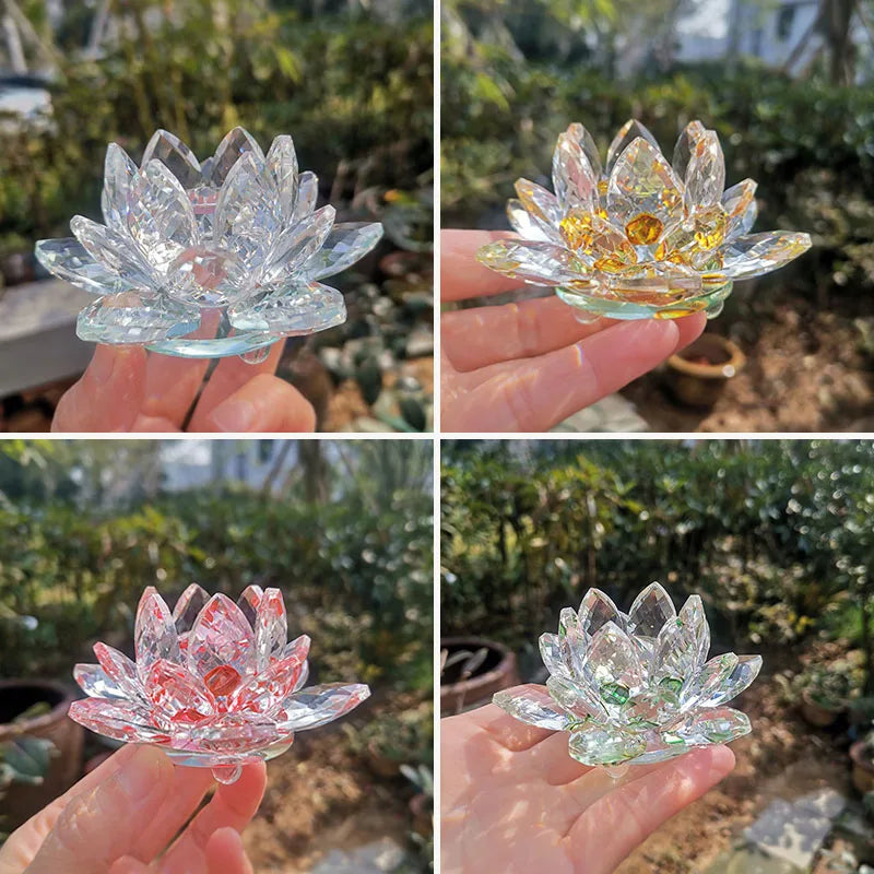 Fermacarte In Cristallo Di Quarzo Fiore Di Loto 80mm Artigianato In Vetro Feng Shui Decorazioni Per Casa Regalo
