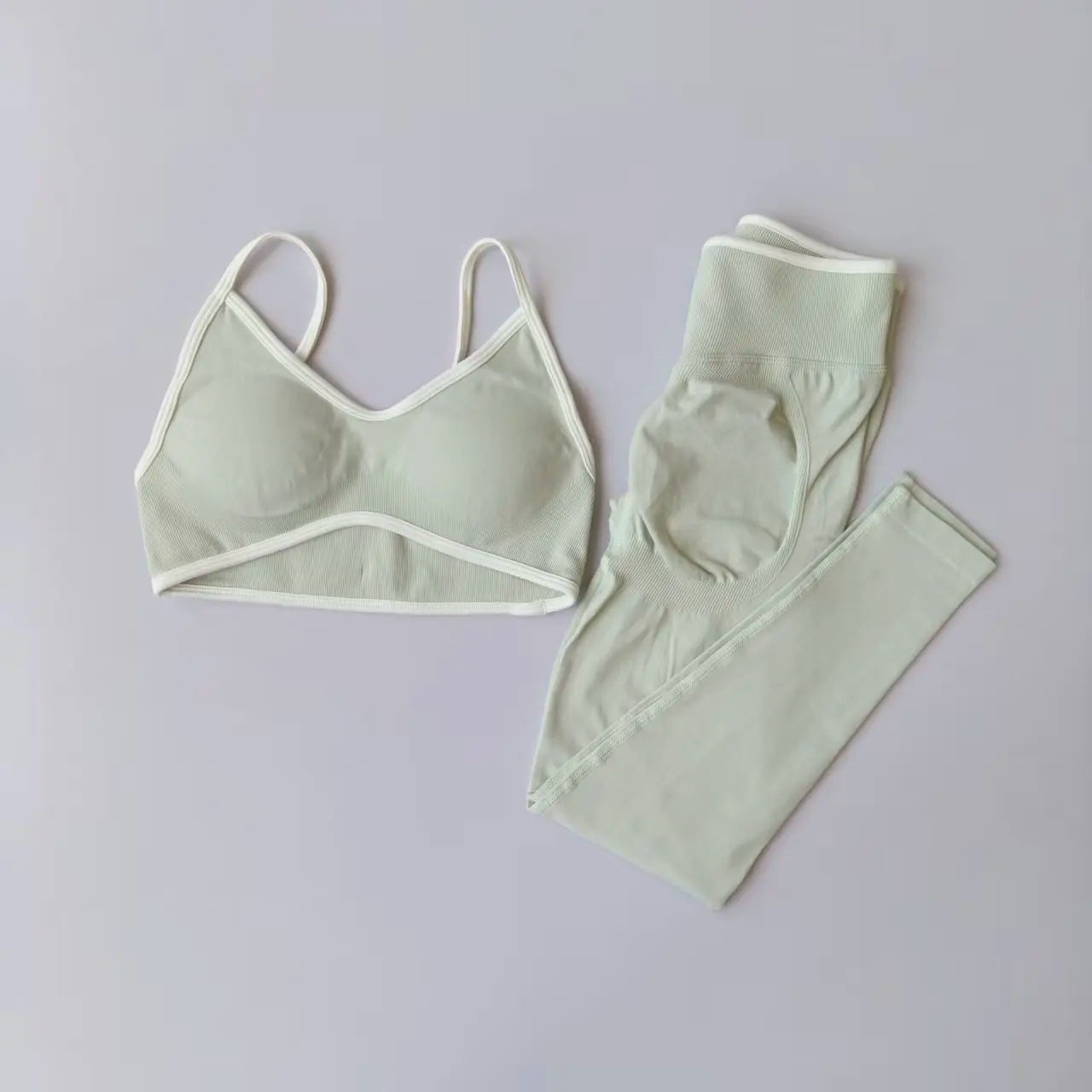 Set Da Allenamento Donna In Due Pezzi Leggings Senza Cuciture Vita Alta E Reggiseni Sportivi Con Spalline