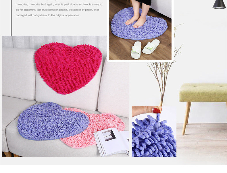 Tappetini Da Bagno Con Cuore In Ciniglia Antiscivolo Assorbente Set Da Bagno Di Lusso Spedizione Gratuita Per Casa