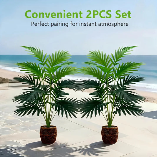 Set Da Due Piante Areca Palma Artificiali Con 24 Foglie Realistiche Per Esterno E Interni Decorazione
