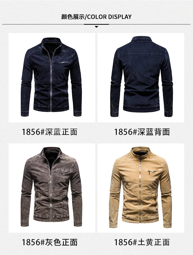 Giacche Di Jeans Da Uomo Slim Fit Primavera Autunno Retrò Capispalla Moda Denim Colletto Coreano Con Cerniera Di Marca