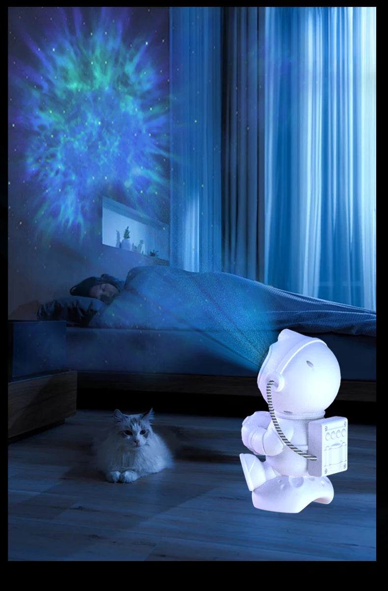 Proiettore galassia astronauta Proiettore luce notturna stella e luna Timer remoto Bluetooth 360 ° Angolo regolabile per regalo per bambini in camera da letto