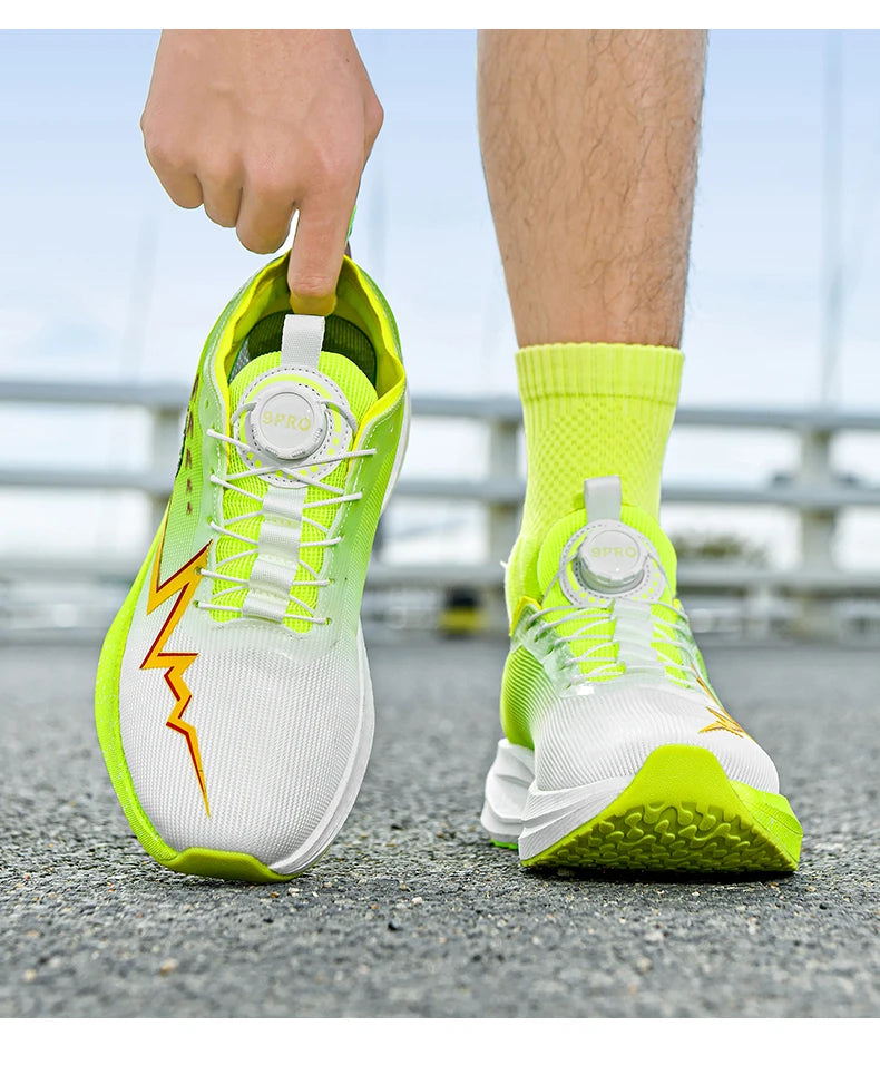 Scarpe Da Corsa Fluorescenti Con Piastra In Carbonio Per Maratona Leggere Traspiranti Antiscivolo Uomo Donna