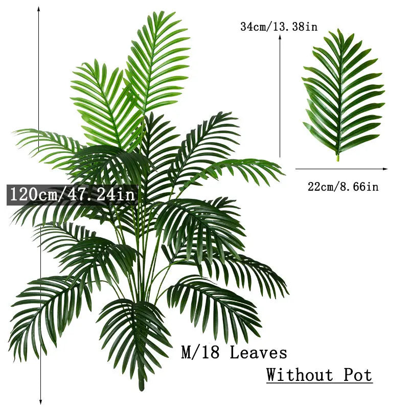 Palma Tropicale Artificiale Grande 90-120 cm Con Foglie Monstera In Plastica Per Decorazioni Casa Giardino Matrimonio