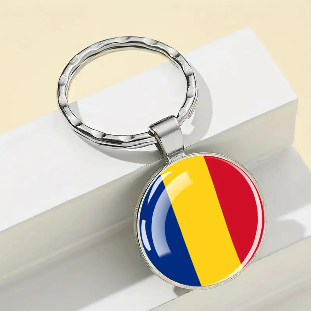 Portachiavi Bandiera Europea Albania Spagna Italia Francia Regno Unito Ciondolo Vetro Metallo Per Borsa Regalo Patrioti