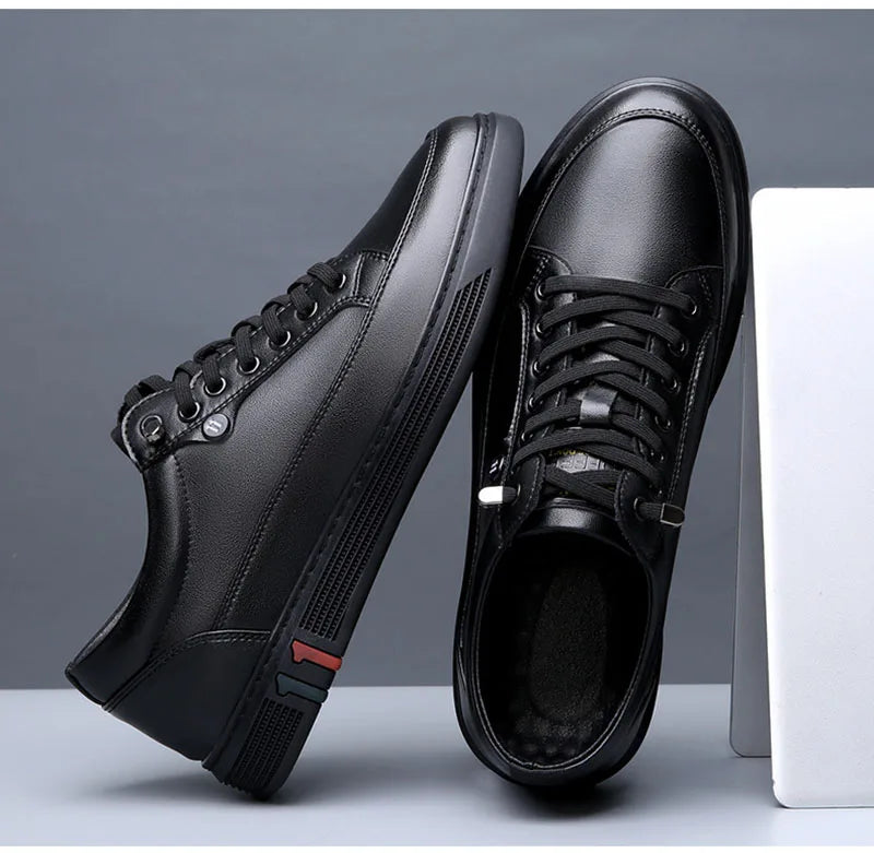 Scarpe da Uomo in Vera Pelle Primavera Autunno Modello A4906 Calzature Casual Piatte in Morbida Pelle Nero Marrone