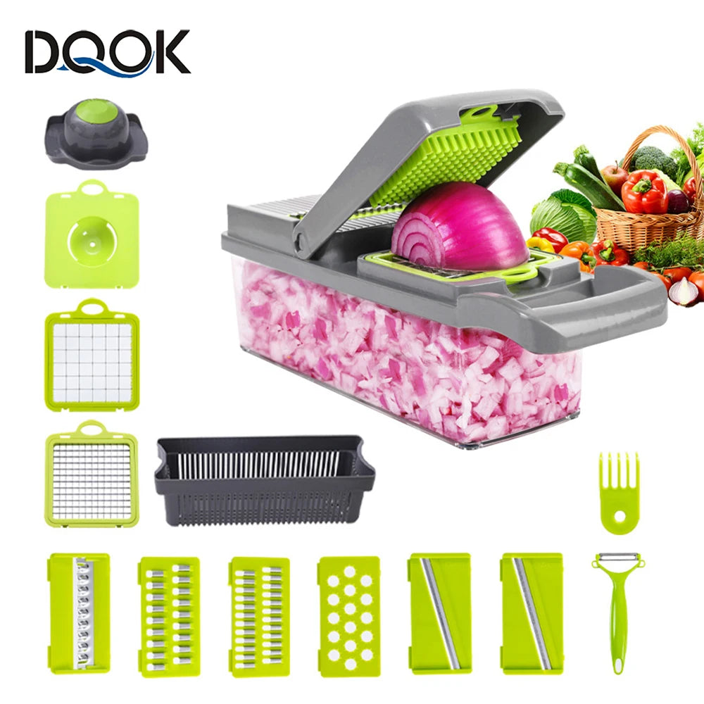 Tritatutto Multifunzionale 14 16 In 1 Per Verdure Cipolla Manico Ergonomico Griglia Per Alimenti Affettatrice Da Cucina