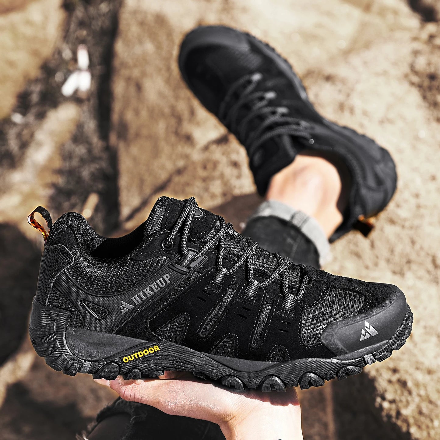 HIKEUP Scarpe Da Trekking Da Uomo In Pelle Scamosciata Impermeabili Traspiranti Esterno Resistente All Usura