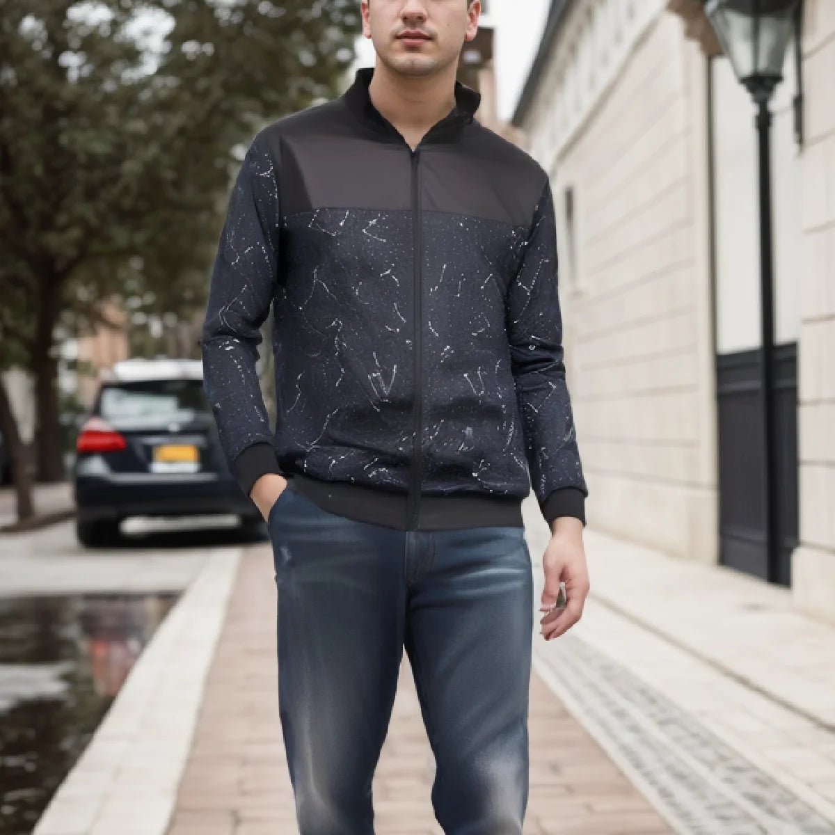 Giacca Uomo Sottile In Tinta Unita 2024 Primavera Autunno Con Colletto Baseball Corto Poliestere Business Casual