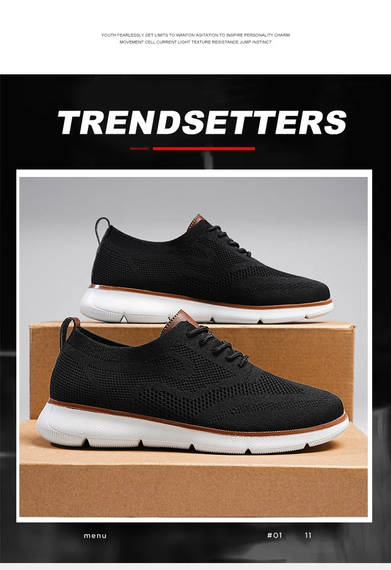 Scarpe Casual Da Uomo Traspiranti Con Cuscino Oxfords Comode Per Abito Formale In Maglia Plus Size