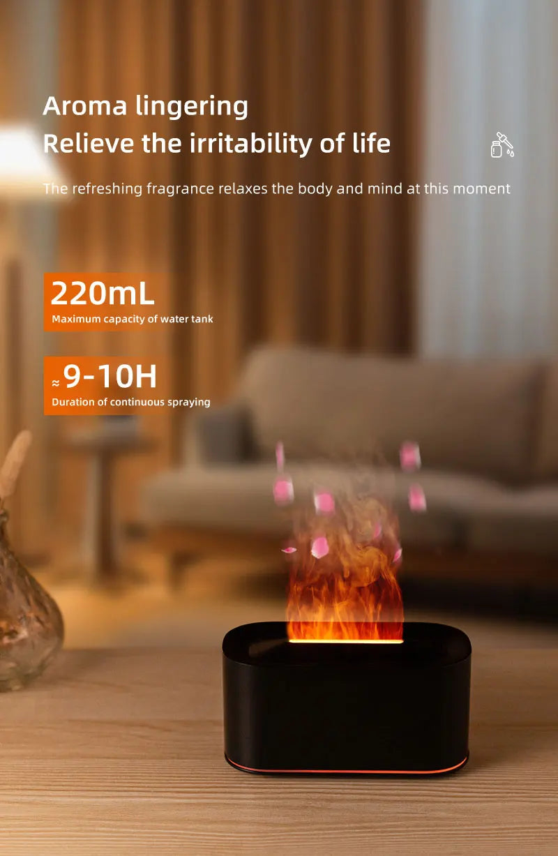 Diffusore Di Aromaterapia Con Effetto Fiamma E Nebbia Fredda Umidificatore Silenzioso Per Casa E Camera Da Letto