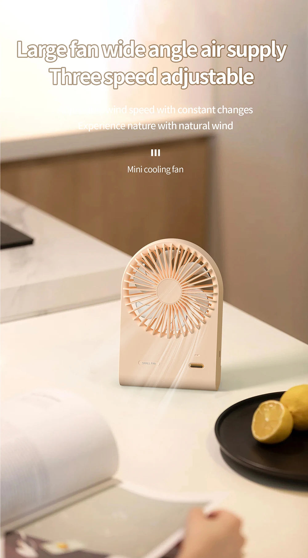 Ventilatore USB Portatile Ricaricabile per Studenti Dormitorio Pratico Compatto Efficiente