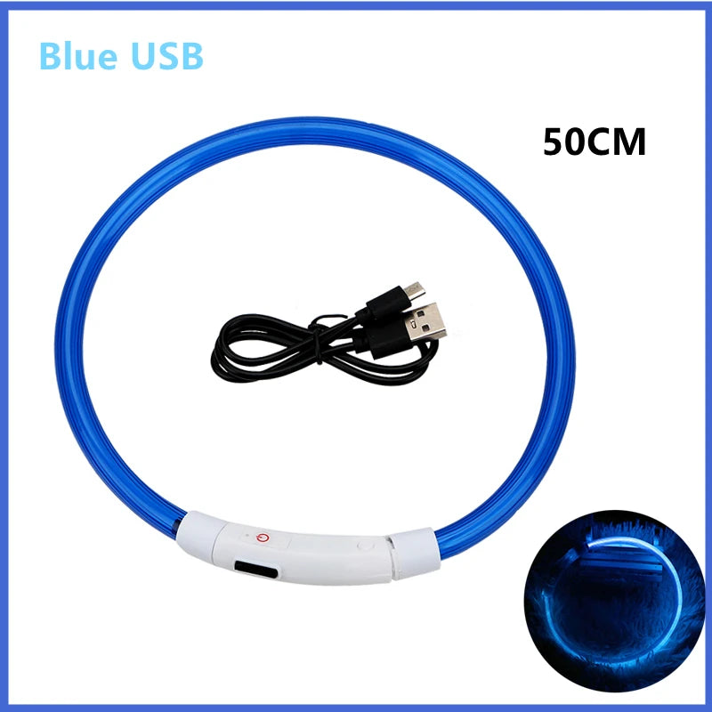 Collare Luminoso USB Ricaricabile Con Led Regolabile Cani Di Piccola Taglia E Gatti Luce Notturna Sicurezza Animali