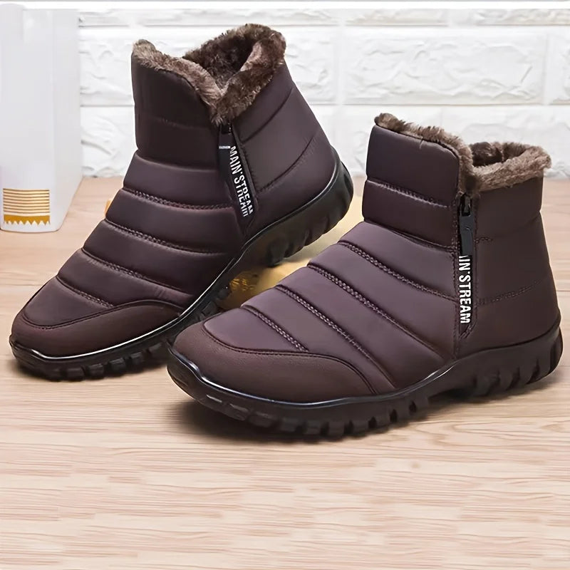 Scarpe Invernali Da Uomo Sneakers Stivali Da Neve Con Cerniera In Cotone Caldo Impermeabili Spedizione Gratuita