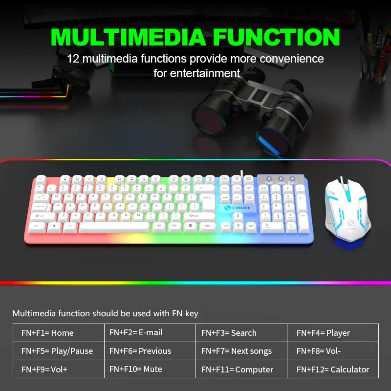 NG GTX350 Tastiera Da Gioco E Mouse Combo USB Cablata Con Retroilluminazione LED Per PC Desktop Nero