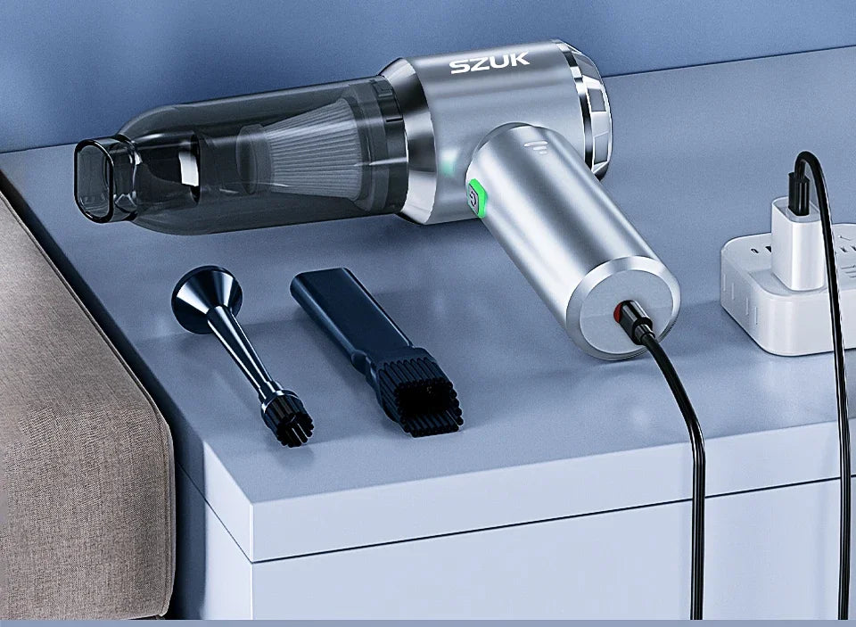 SZUK Aspirapolvere Senza Fili per Auto e Casa Potente 18000 Pa Mini Portatile Contenitore da 0,5 L