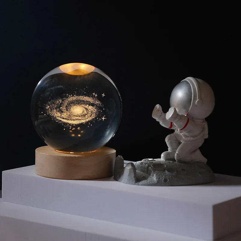 Luminaria Notturna USB LED Regalo Festival Galaxy Palla di Cristallo 3D Lampada Lunare Decorazione Domestica