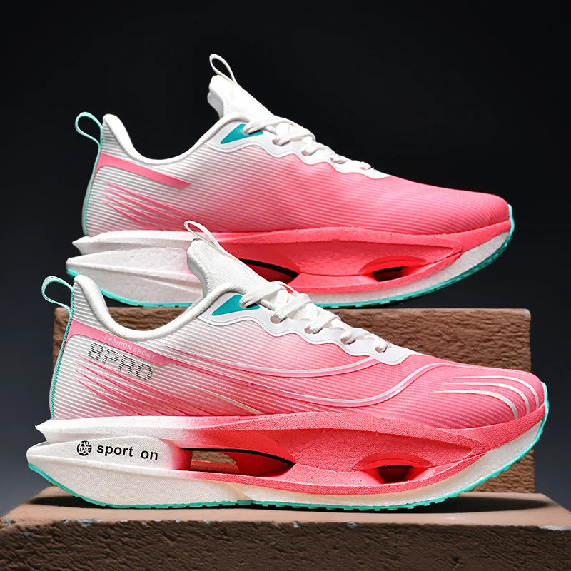 Scarpe Da Corsa Sportive Unisex Uomo Donna Maratona Carbon Board Cuscino Aria Antiscivolo Leggere Traspiranti