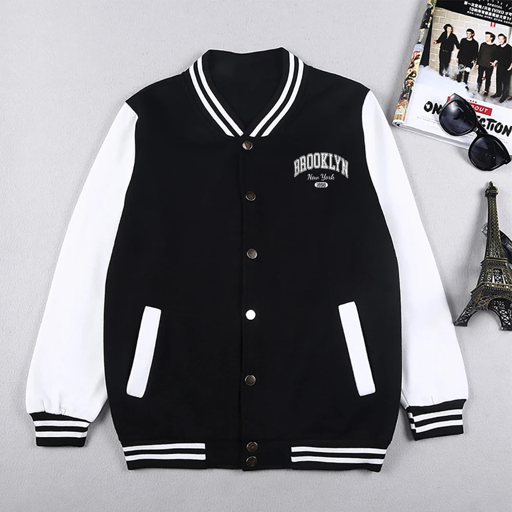 Giacche Baseball Uomo Stile Preppy Casual Brooklyn New York 1898 City Letter S 5XL High Street Tops