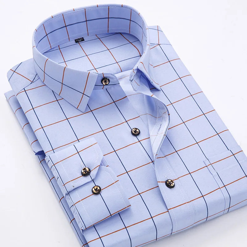 Camicia Da Uomo Maniche Lunghe Stampa Color Block Elasticizzata Con Bottoni Per Vacanze Estive In Spiaggia