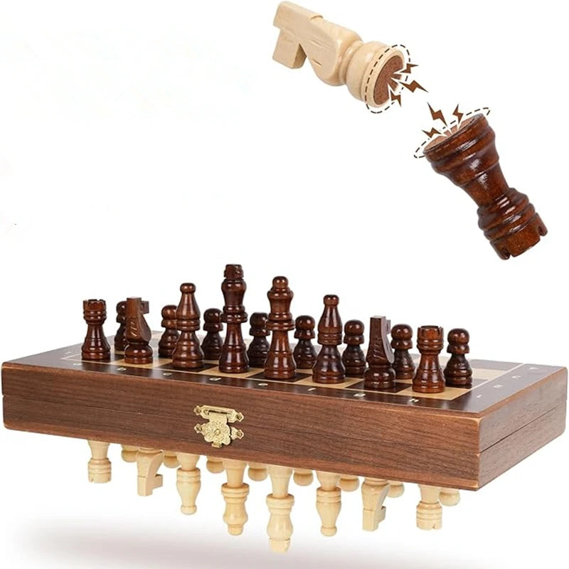 Scacchi Da Viaggio Scacchiera Magnetica In Legno Da 30 Cm 12 Pollici Con Due Giochi Per Famiglie Queen
