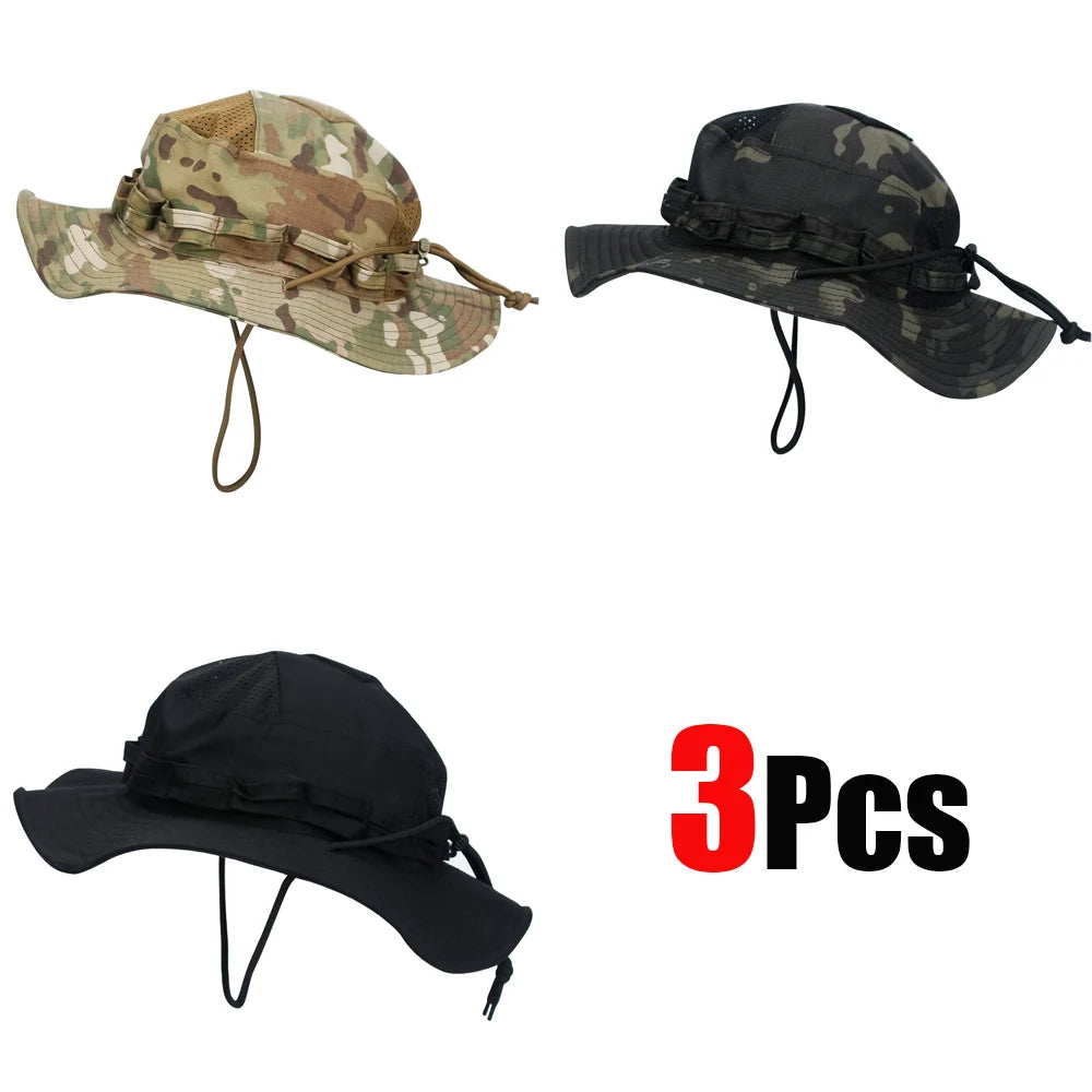 Cappello Boonie Camouflage Protezione Solare Traspirante Antivento Uomo Per Escursionismo Pesca Caccia