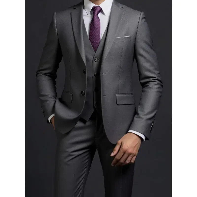 Completo Tre Pezzi Uomo Stile Britannico Elegante Per Matrimoni Cerimonie Banchetti Comfort Sobrietà Presenza