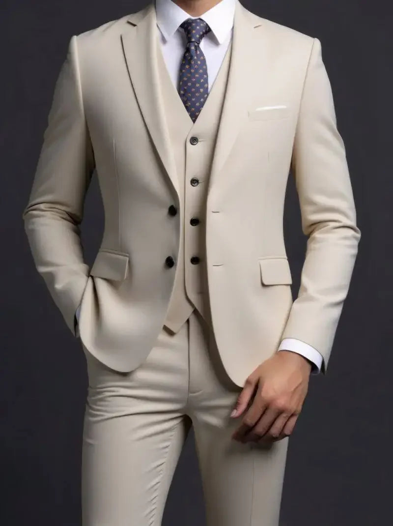 Completo Tre Pezzi Uomo Stile Britannico Elegante Per Matrimoni Cerimonie Banchetti Comfort Sobrietà Presenza