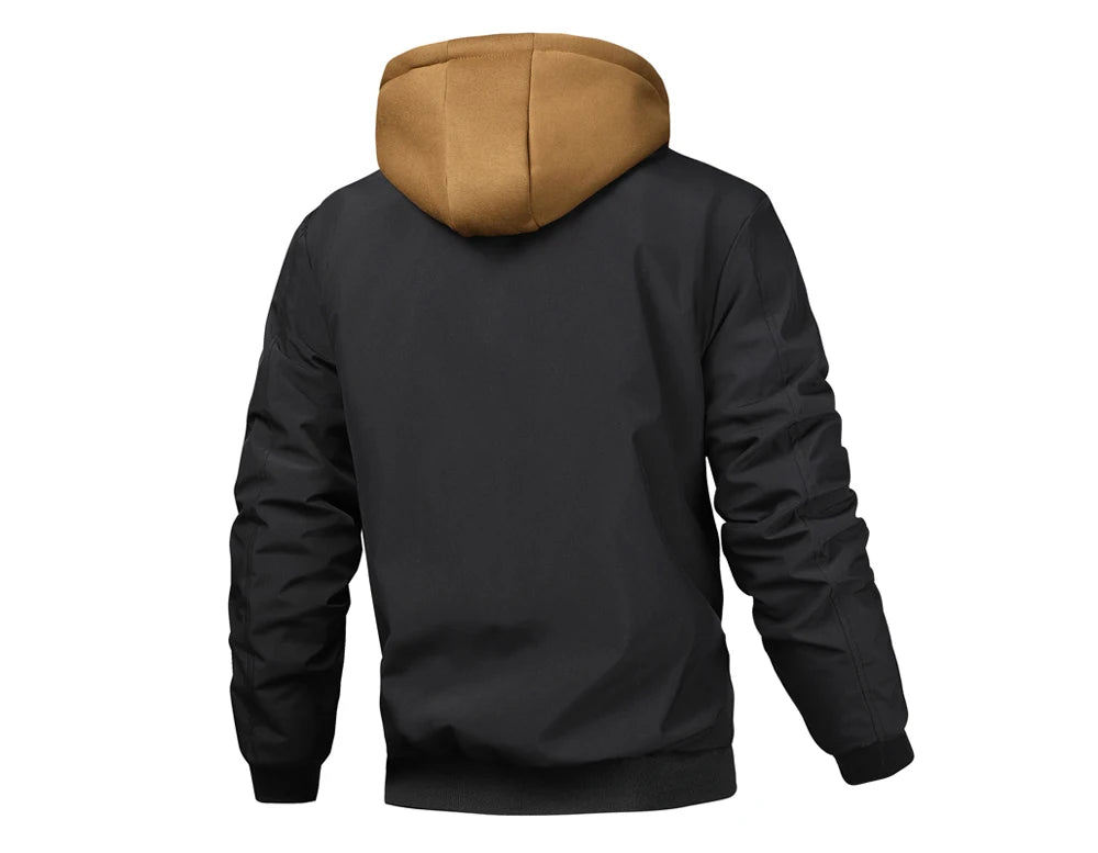 Giacca Bomber Calda Uomo Autunno Inverno Outdoor Con Cappuccio E Cerniera Termica Parka Sportiva