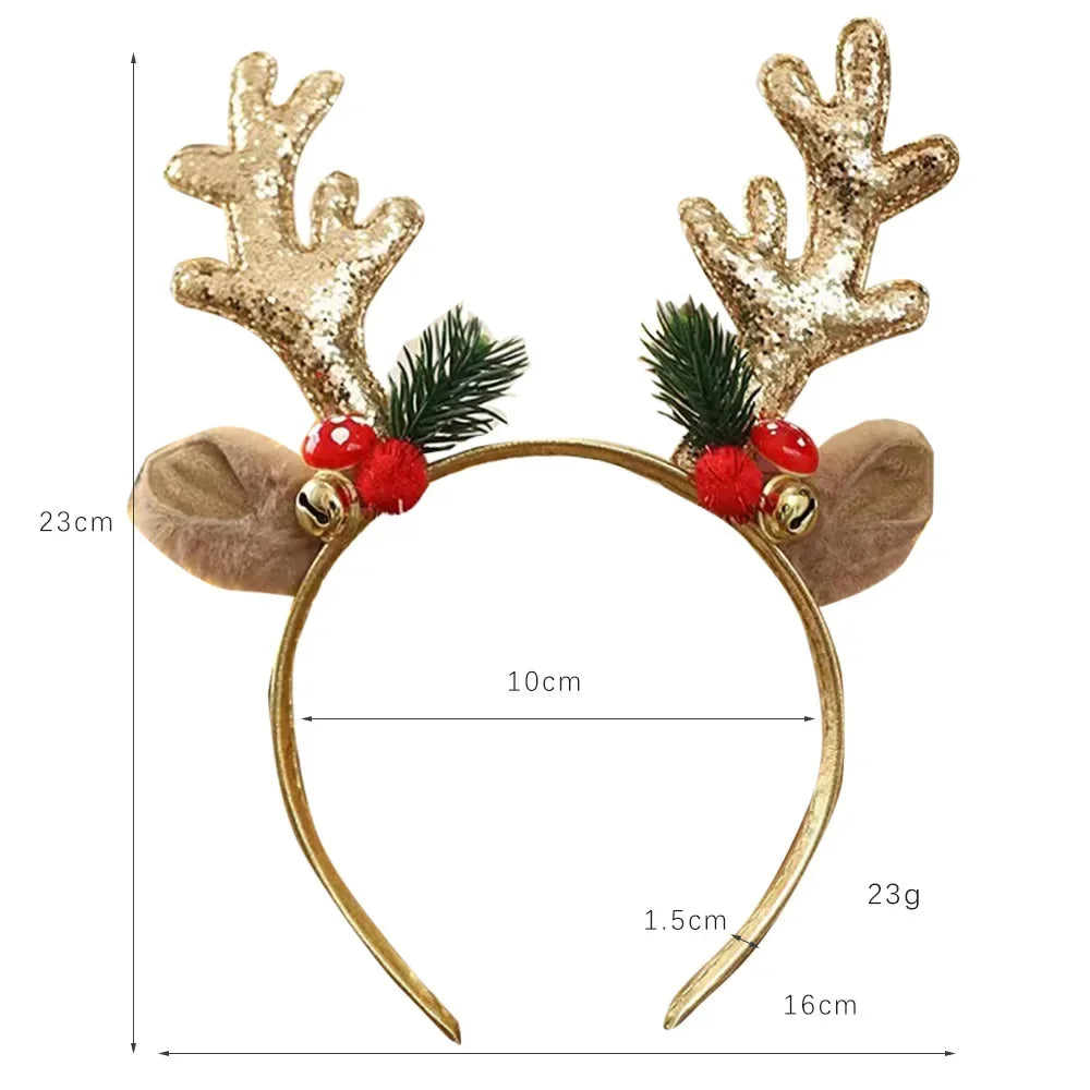 ! Diadema natalizia con corna di cervo glitterata, per feste, feste, copricapo, simpatico cartone animato, campana, renna, regalo per gli amici