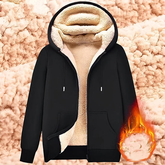 Felpa Cappotto Unisex Con Cappuccio Inverno Lana Di Agnello Tasche Frontali Cerniera Calda Foderata In Peluche Cardigan