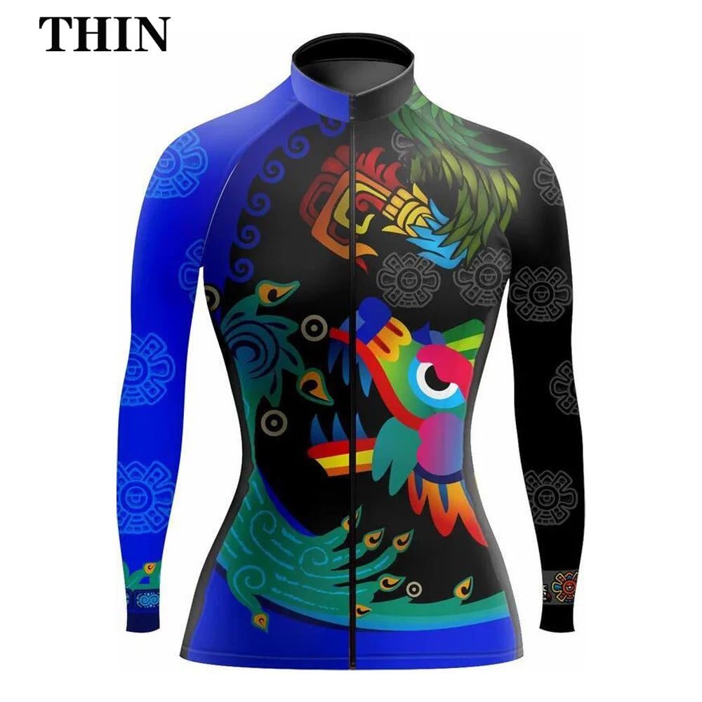 Downorup Maglia Ciclismo Donna Manica Lunga Tutta La Stagione Pile Caldo Leggera Modello L001
