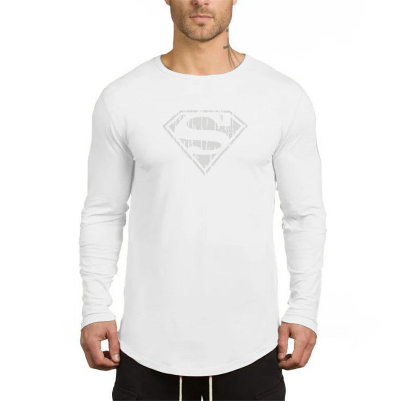 Maglietta Sportiva a Maniche Lunghe Uomo Traspirante per Allenamento Palestra Fitness Bodybuilding Moda Casual Solida